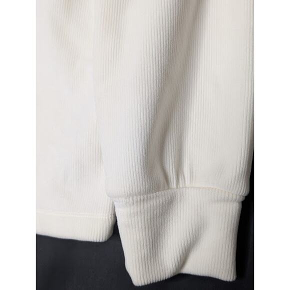 MONDETTA Women's Long Sleeve Corduroy Fleece Pullover Sweater Cream Large - Picture 4 of 7